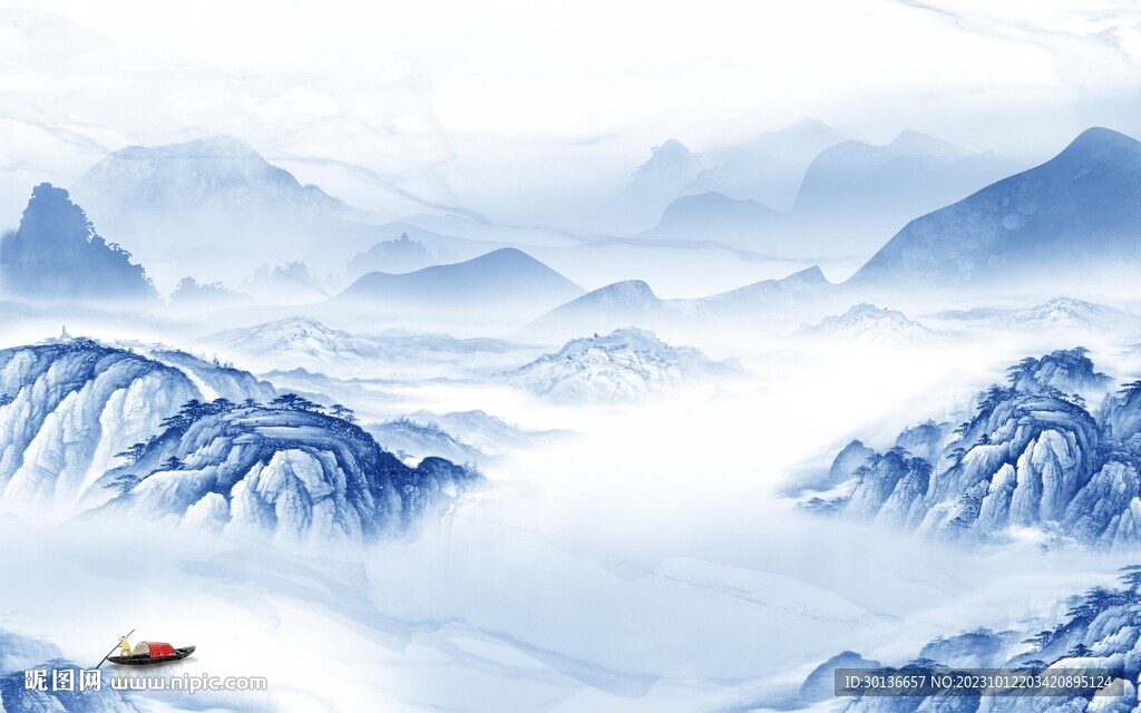 新款 现代清晰山水 Tif分层