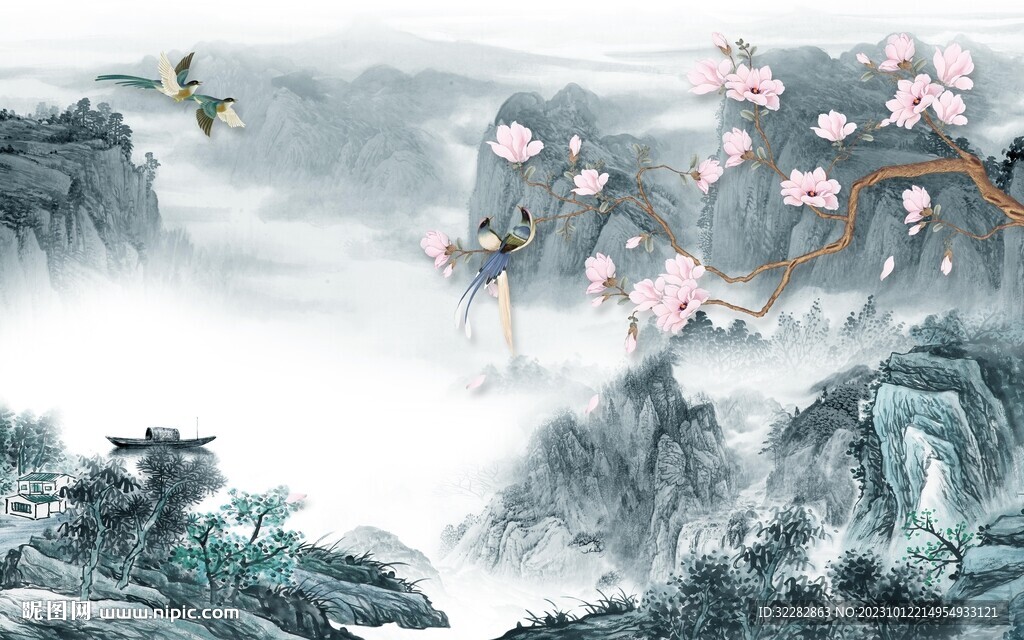 最新 清晰背景山水 TIF分层