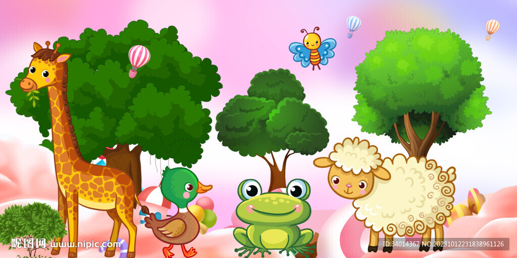 卡通动物背景墙