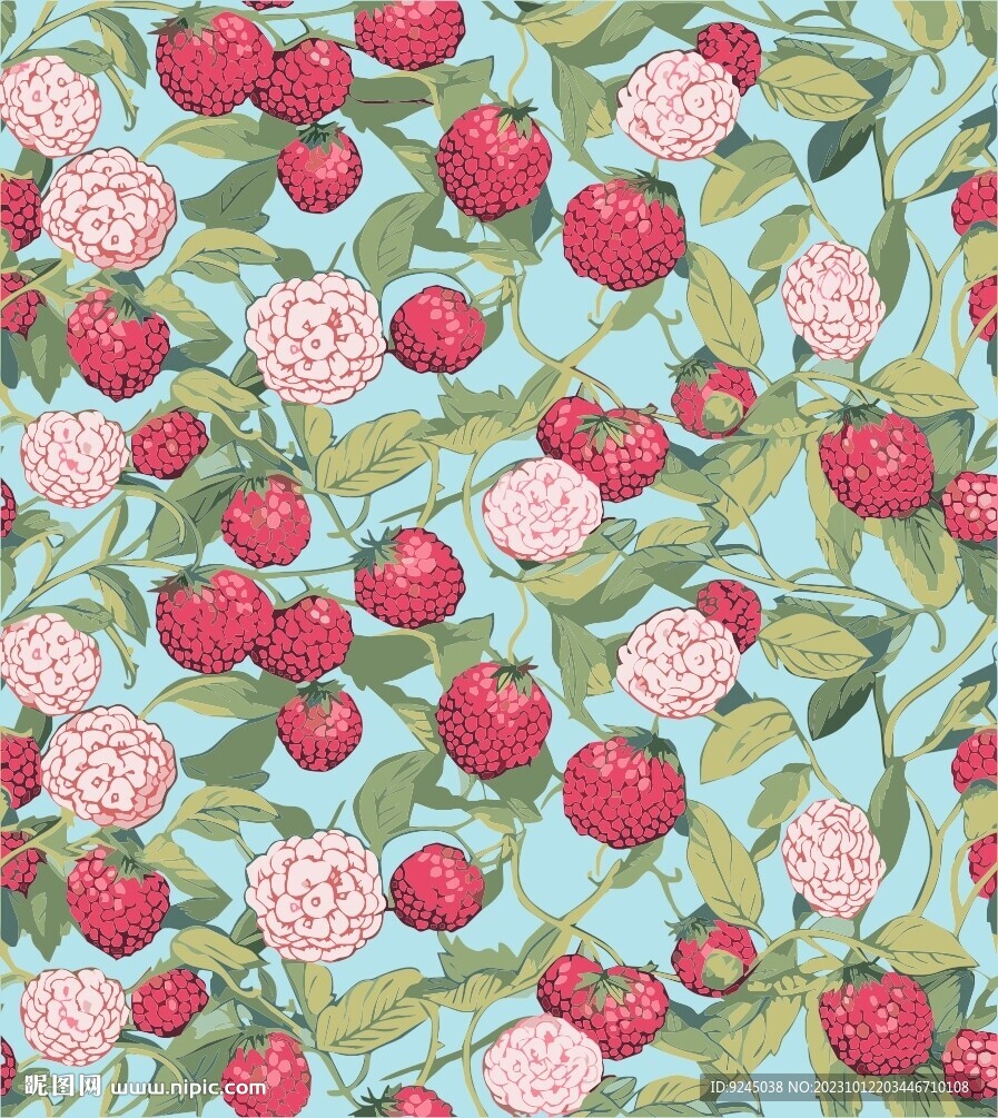 草莓水果矢量图案