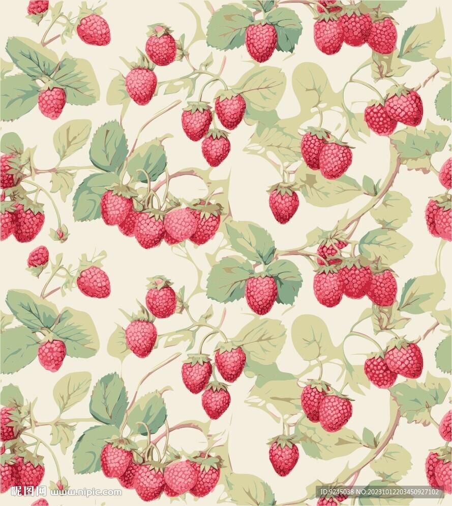 花纹浆果草莓背景图案