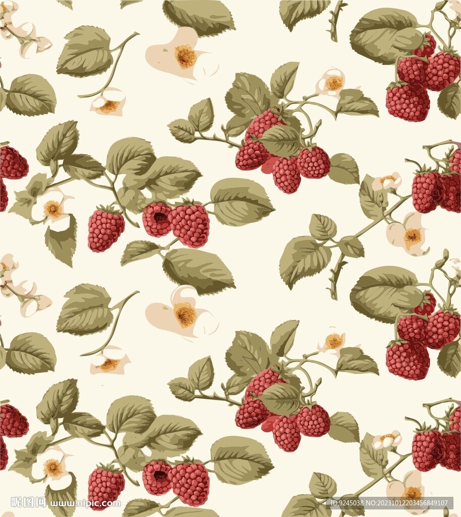 花纹浆果草莓背景图案