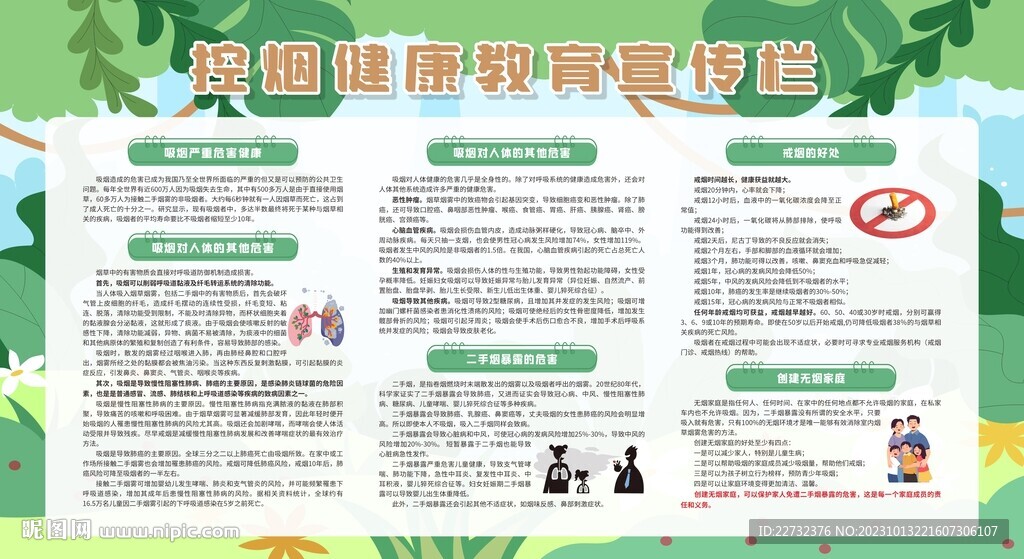 控烟戒烟禁烟健康教育宣传栏