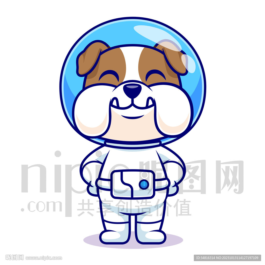 可爱卡通宇航员癞皮狗