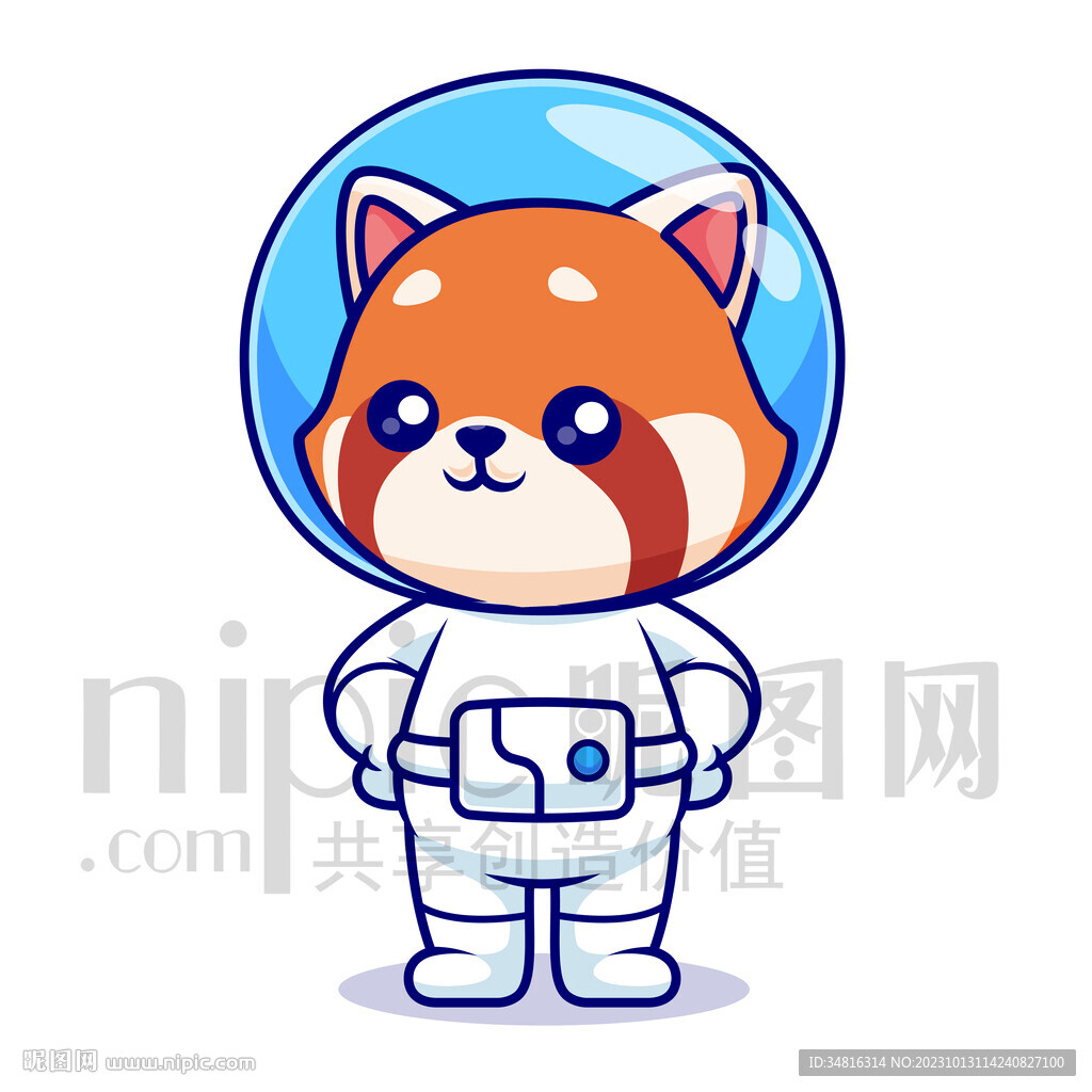 可爱卡通宇航员小熊猫