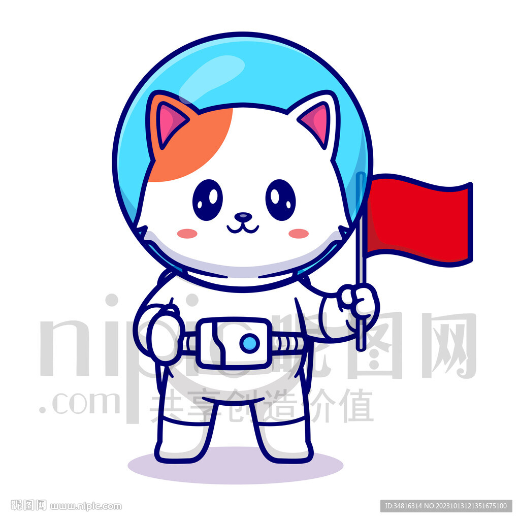 可爱卡通宇航员小猫咪