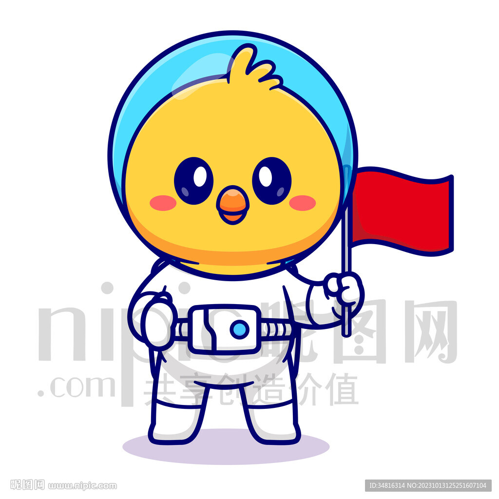 可爱卡通宇航员小鸡