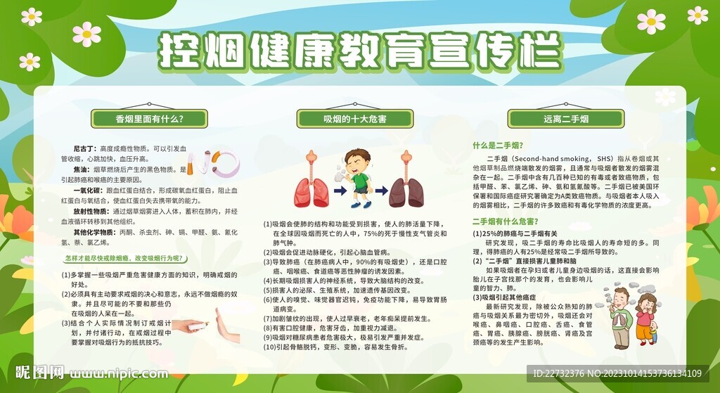 控烟戒烟禁烟健康教育宣传栏