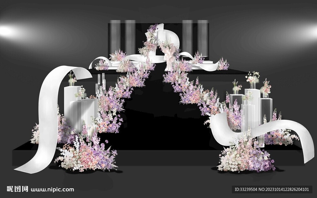 白粉紫秀场风婚礼