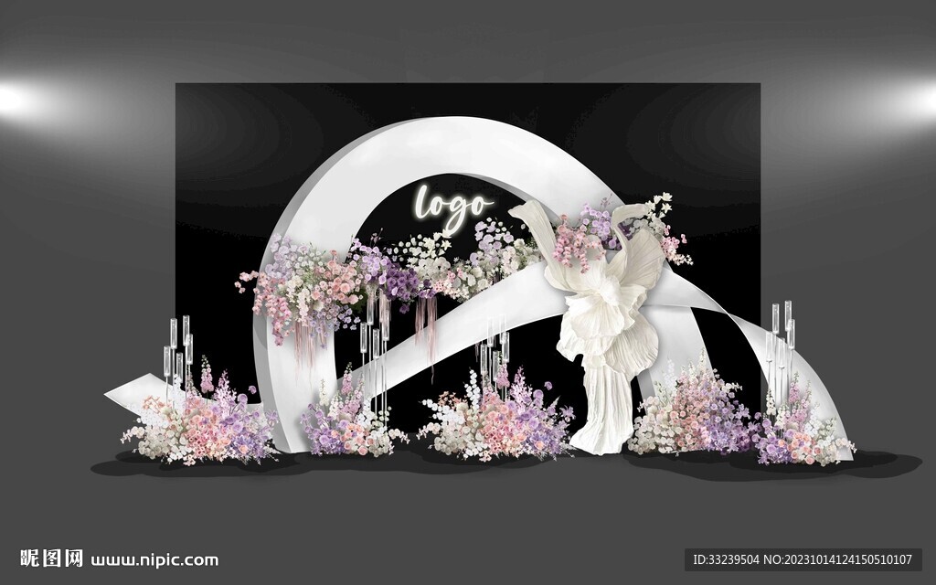 白色秀场婚礼迎宾区