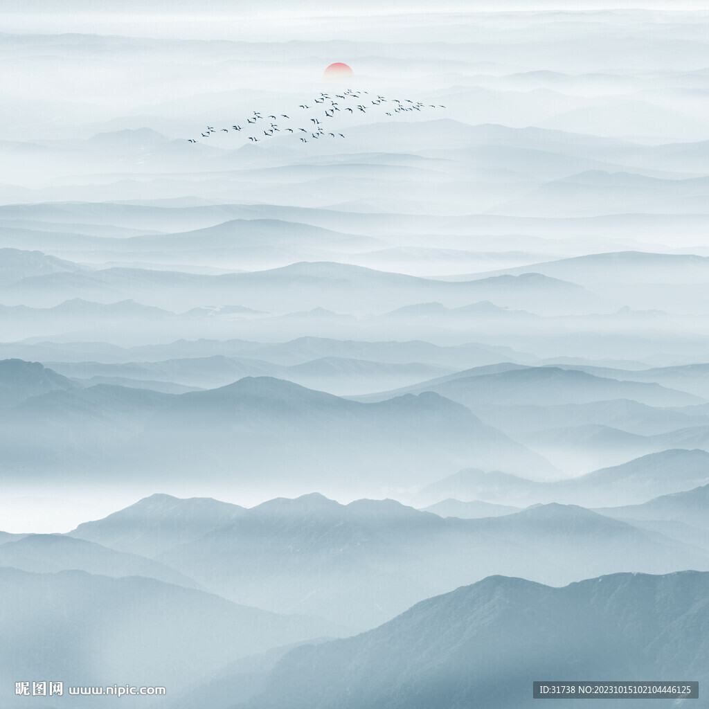 中式餐厅水墨山水画背景墙