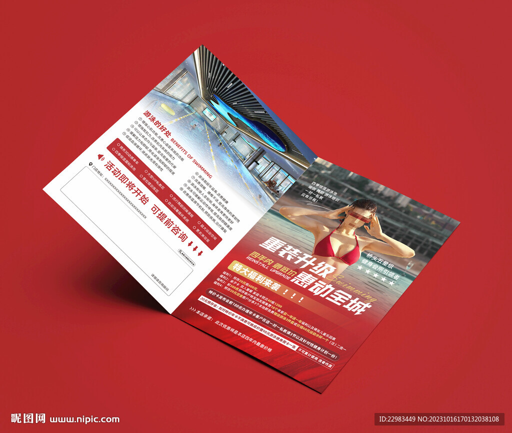 游泳健身设计折页海报图片