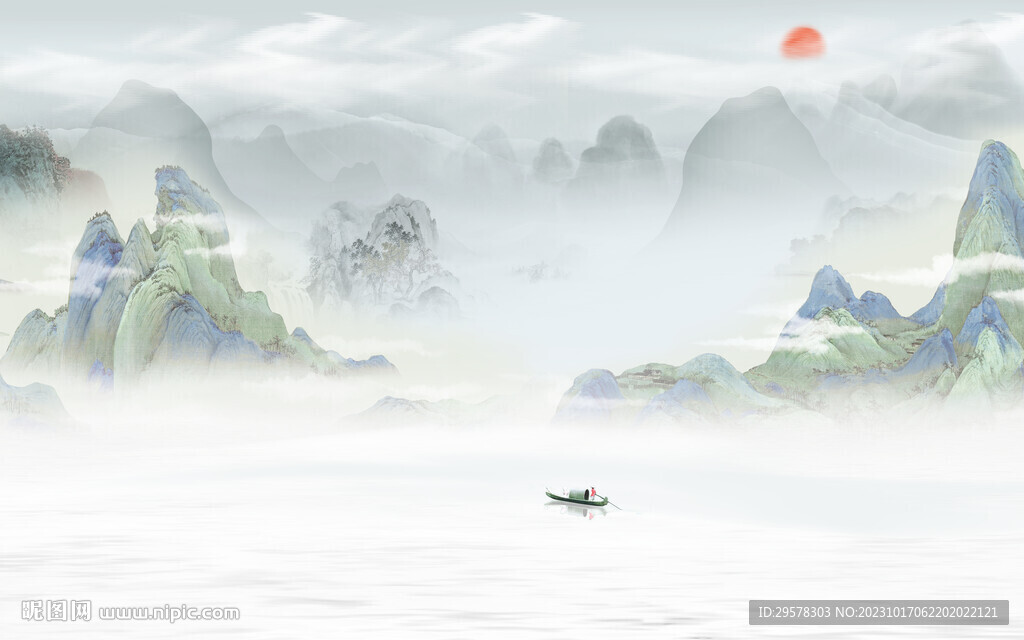 最新 中式简约山水 TIf分层