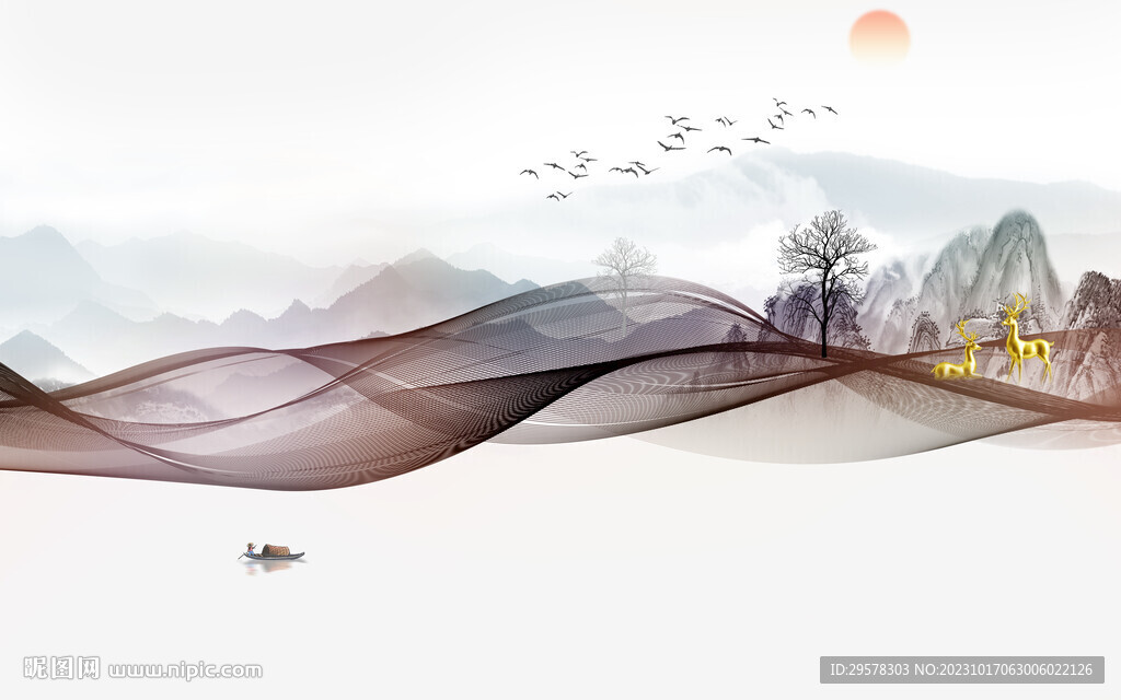 高档 中式简约山水 TIf分层