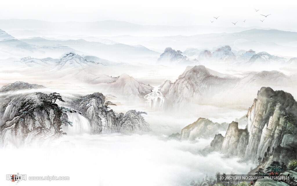 人气 中式简约山水 TIf分层