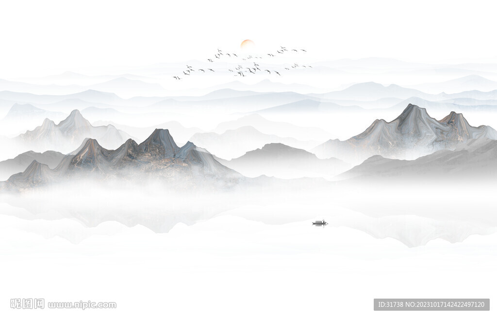 简约大气新中式山水画