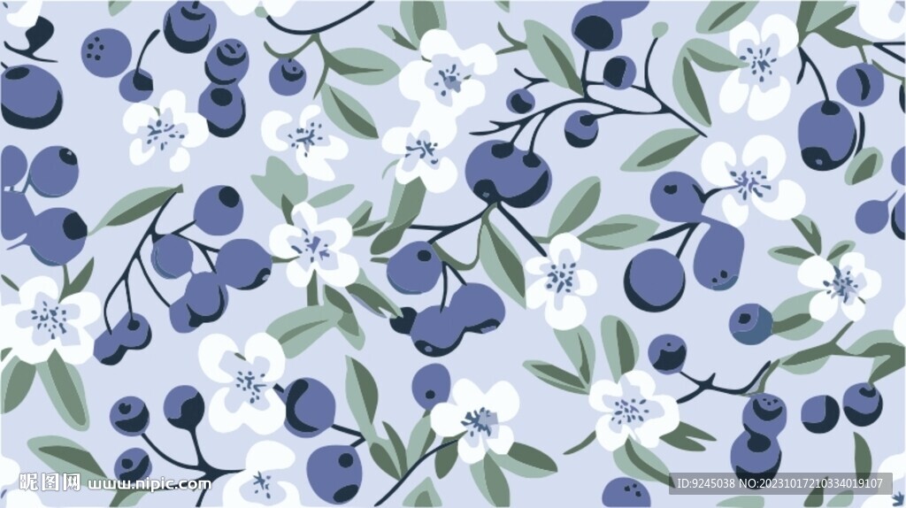 新鲜蓝莓图案设计