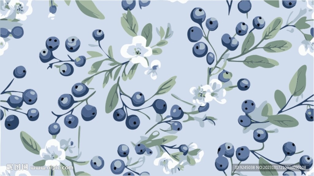 水果蓝莓矢量图案