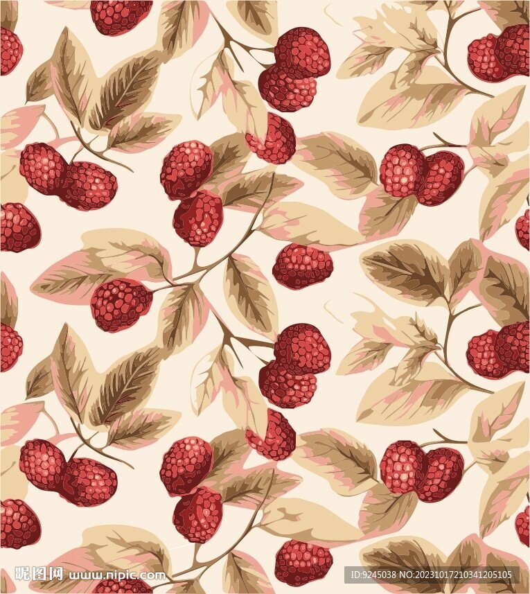 红色浆果无缝图案背景