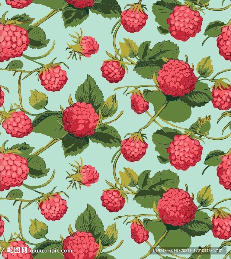 红色浆果无缝图案背景