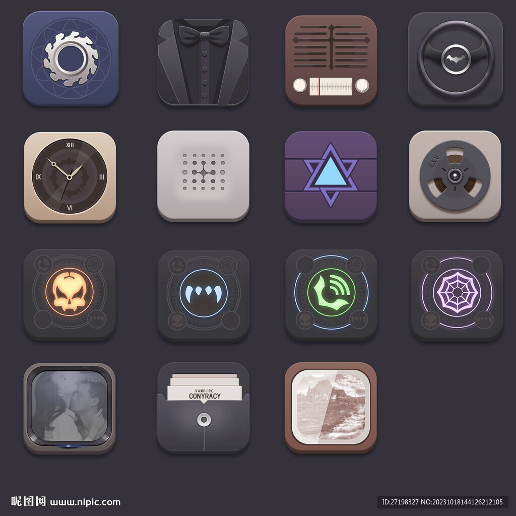 拟物游手机主题UI图标icon