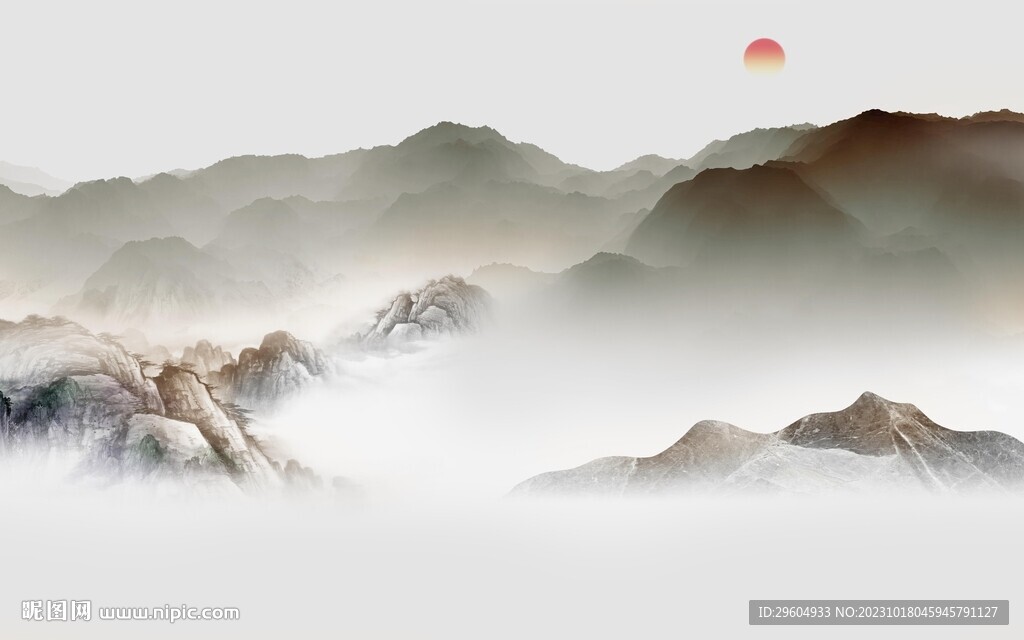 简约 清晰爆款山水 TIf分层