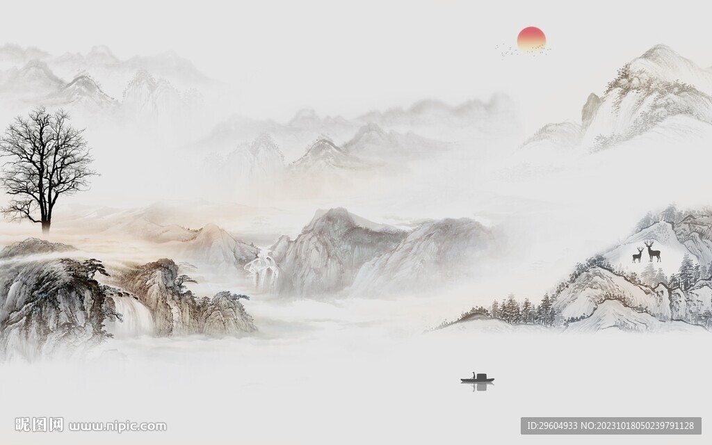 现代 清晰爆款山水 TIf分层