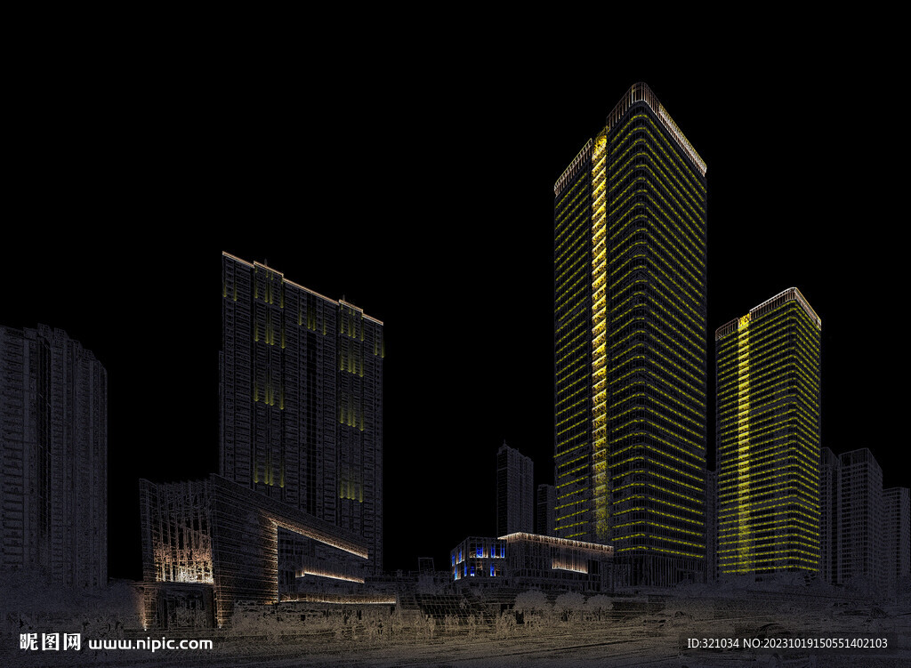 武汉万科汉江湾综合体灯光意向图