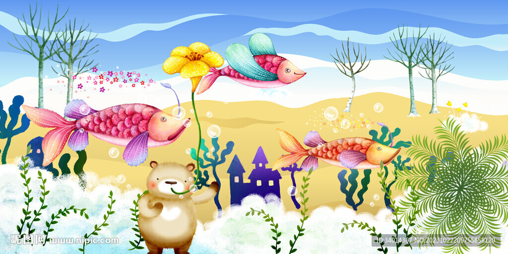 卡通儿童房背景墙