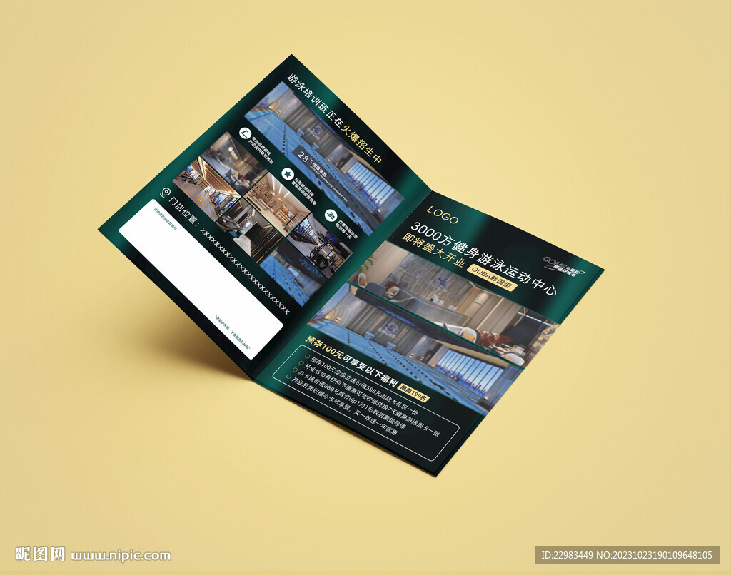 游泳健身预售折页海报图片