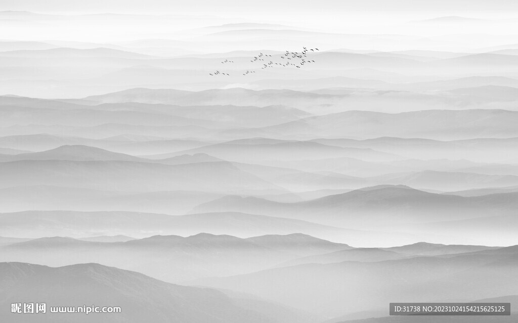 新中式餐厅水墨画墙画