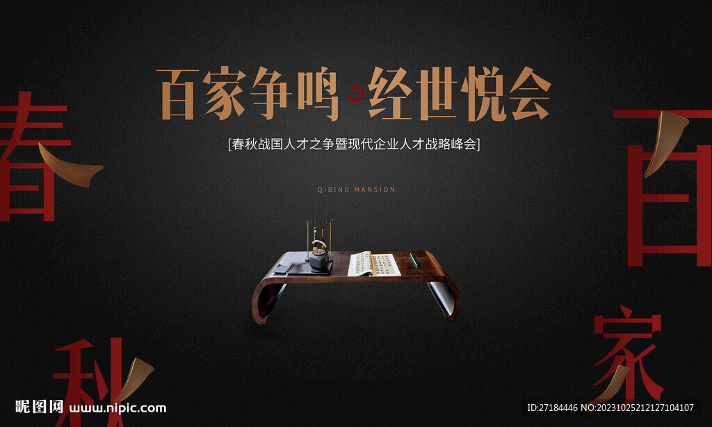 中式百家争鸣论坛展板