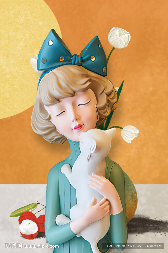 莫兰迪少女 卡通少女 美少女 