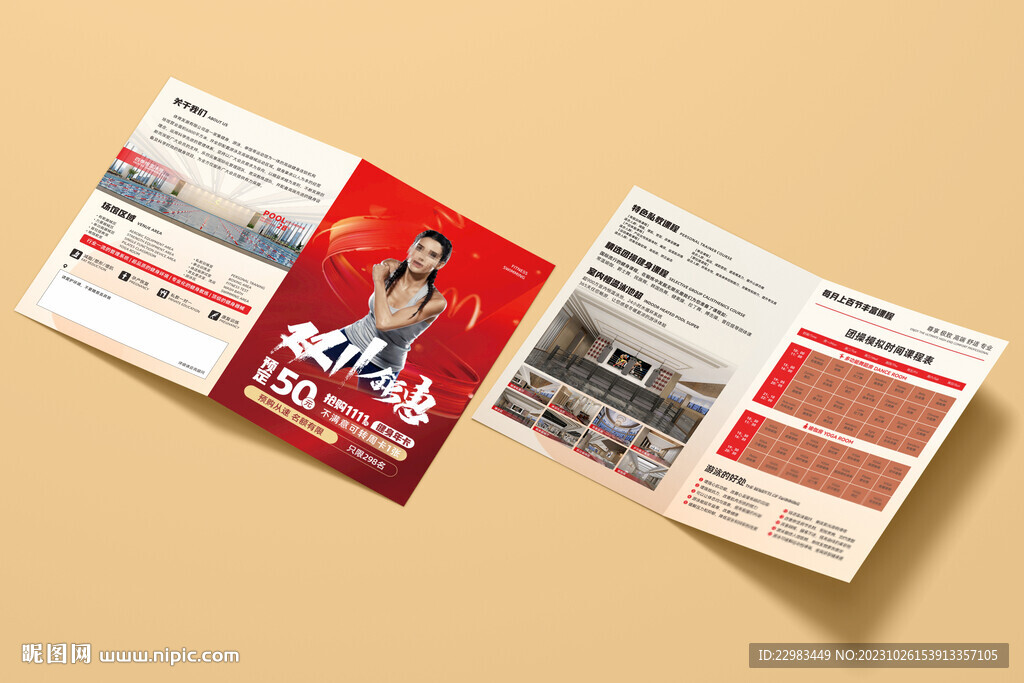 健身瑜伽游泳预售折页海报图片