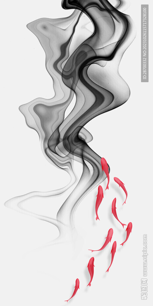 新中式水墨九鱼图