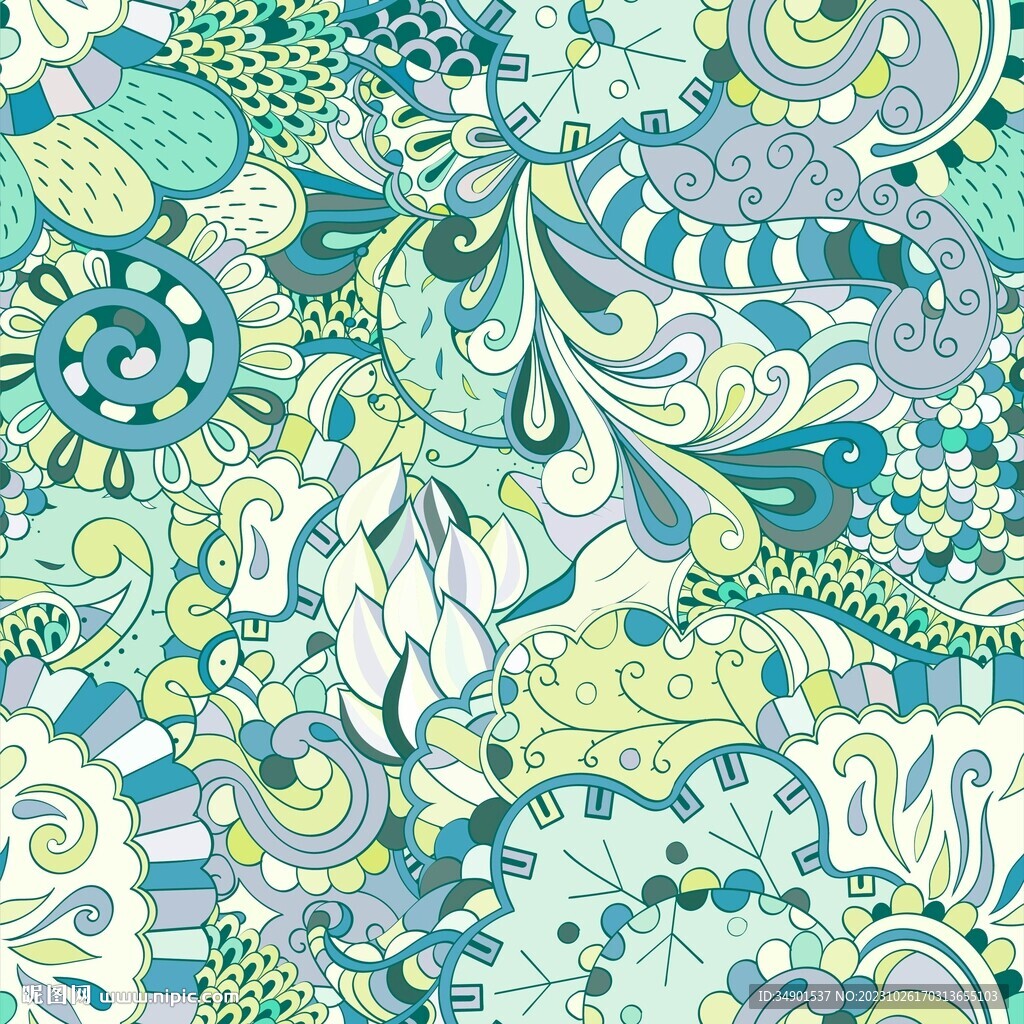 手绘蓝色腰果花