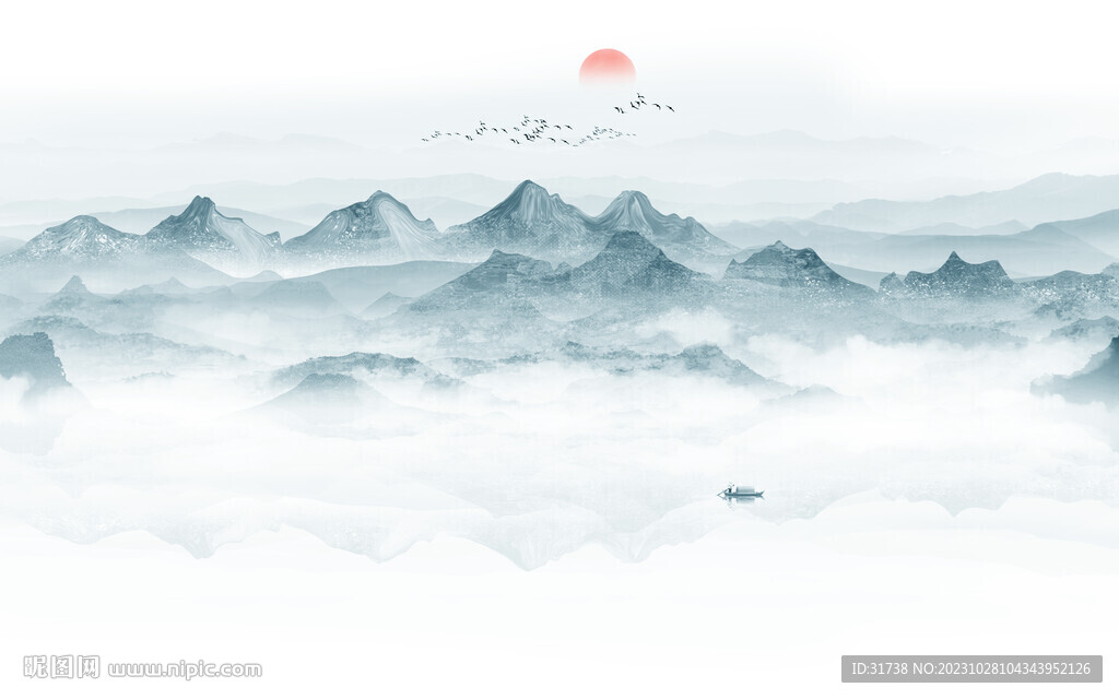 水墨抽象山水画