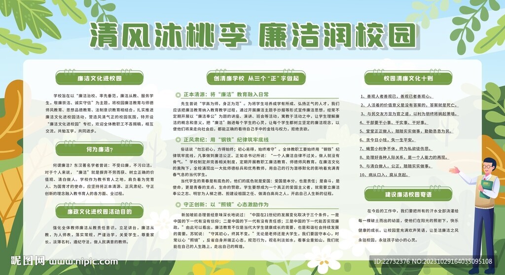 廉洁校园宣传栏展板