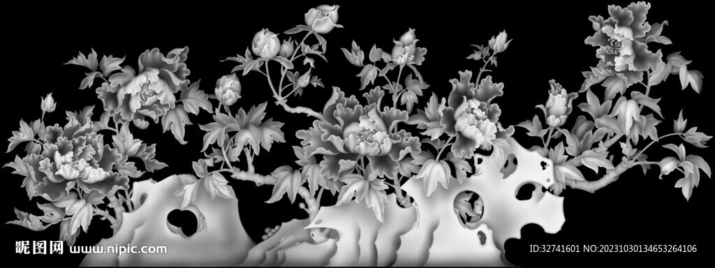 花开富贵牡丹屏风