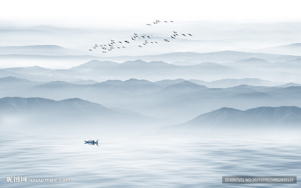 简约山水画背景墙