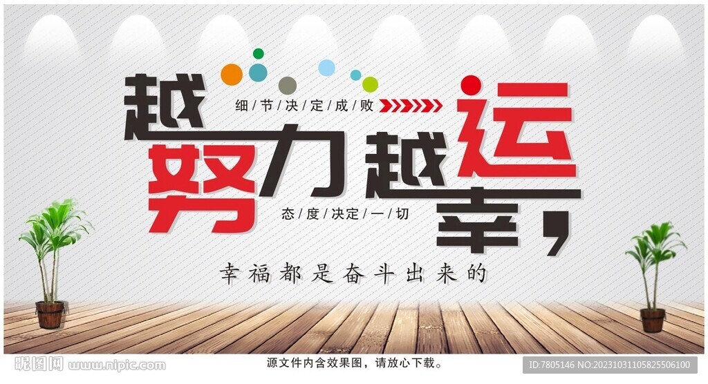 越努力越幸运企业文化墙