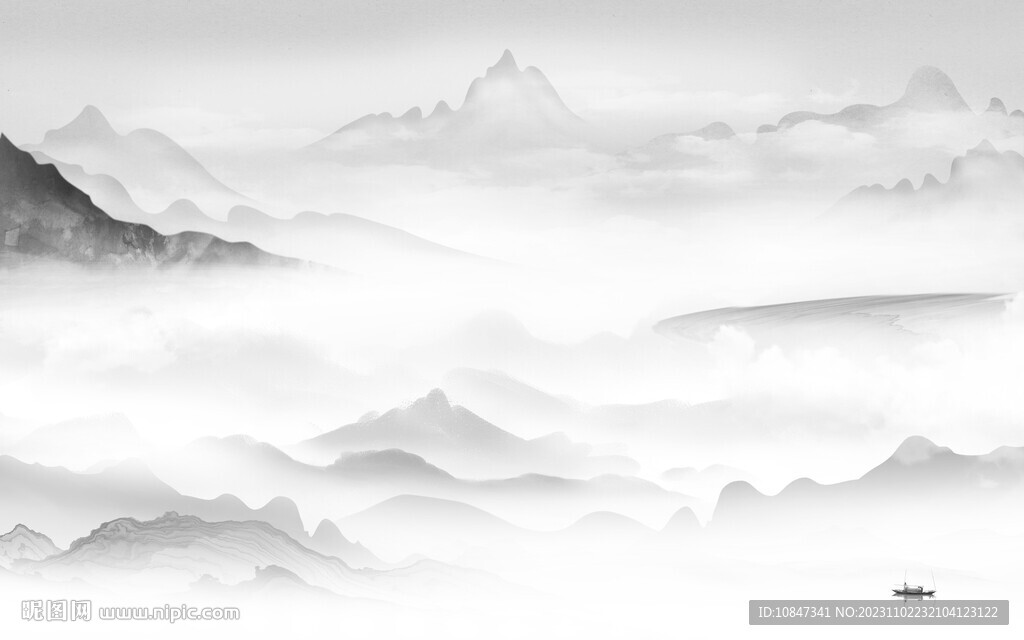 新品 意境灰山水画 TiF分层