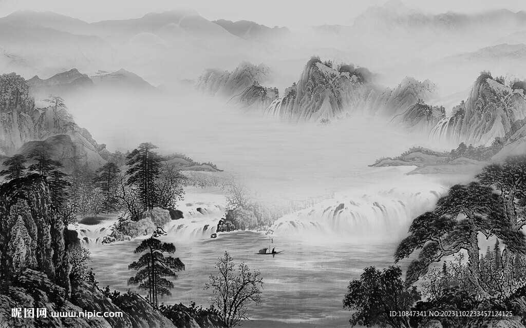 高雅 意境灰山水画 TiF分层