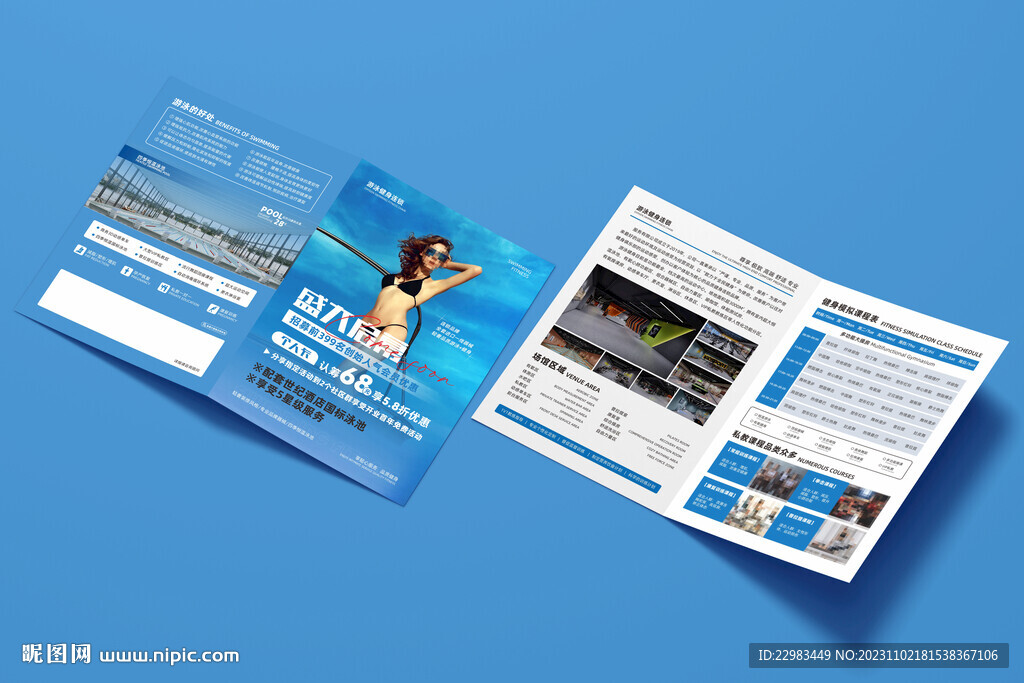 游泳健身预售宣传折页海报图片