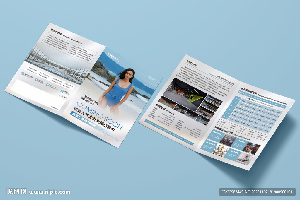 游泳健身预售折页海报图片