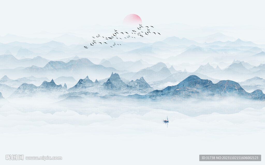 巨幅山水画背景墙