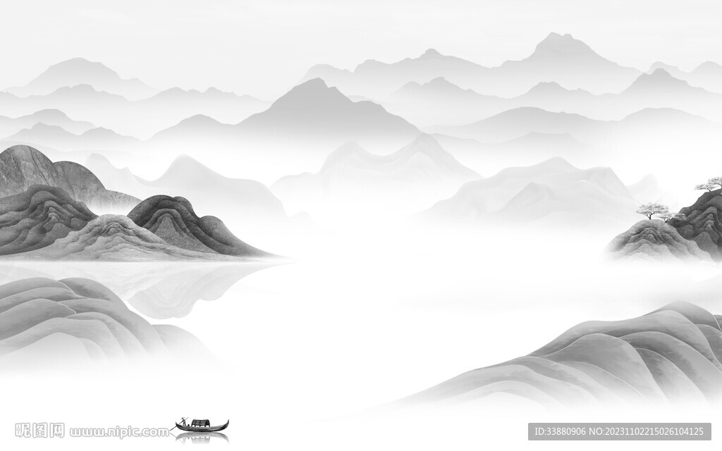 别墅 清晰灰色山水 TiF分层