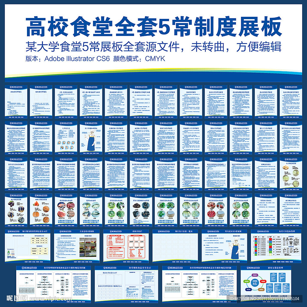 高校食堂全套5常制度展板