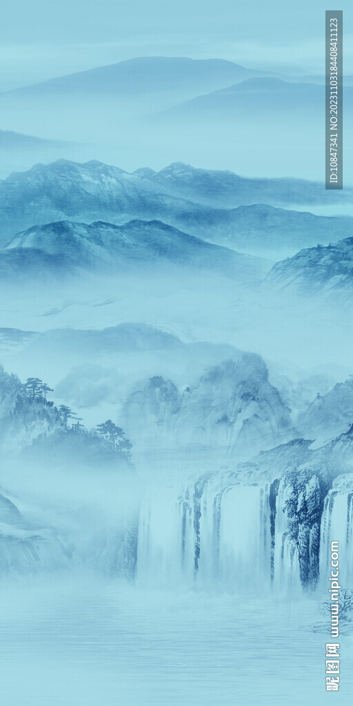 蓝色 极简大气玄关 TIF分层