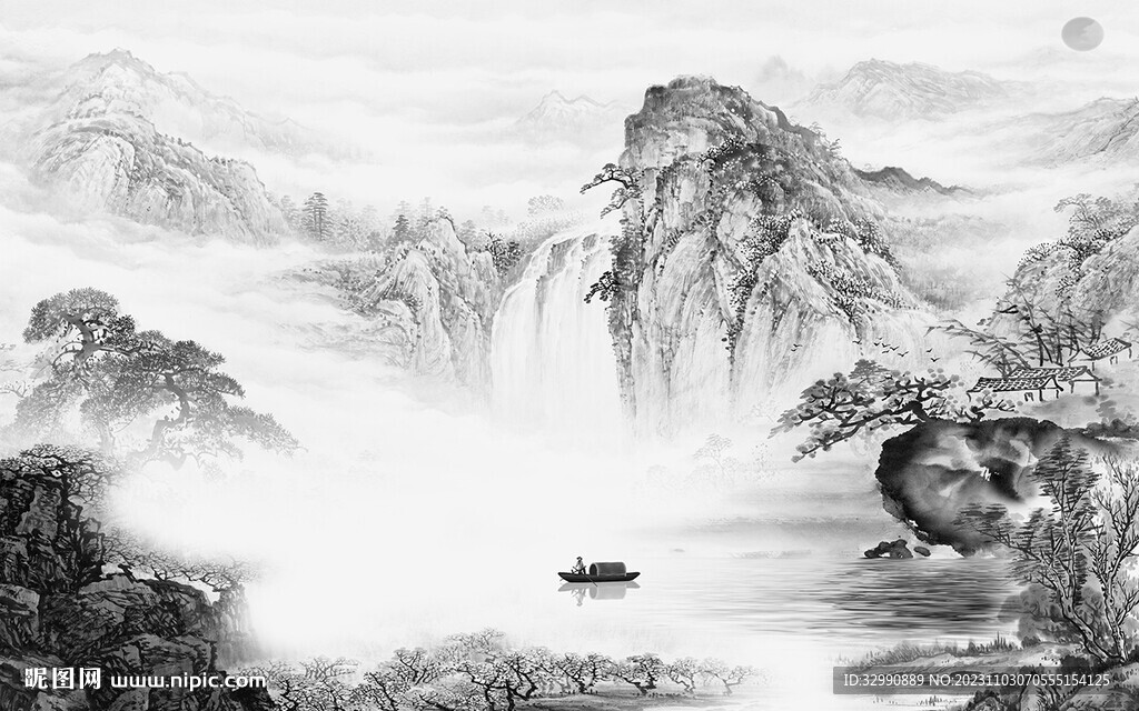 极简 灰色山水背景 TIF分层